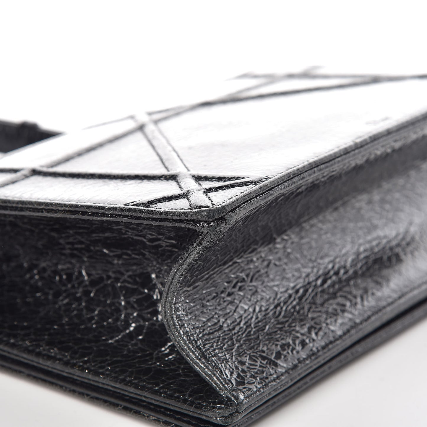 Crackled Deerskin Medium Diorama Flap Bag Black