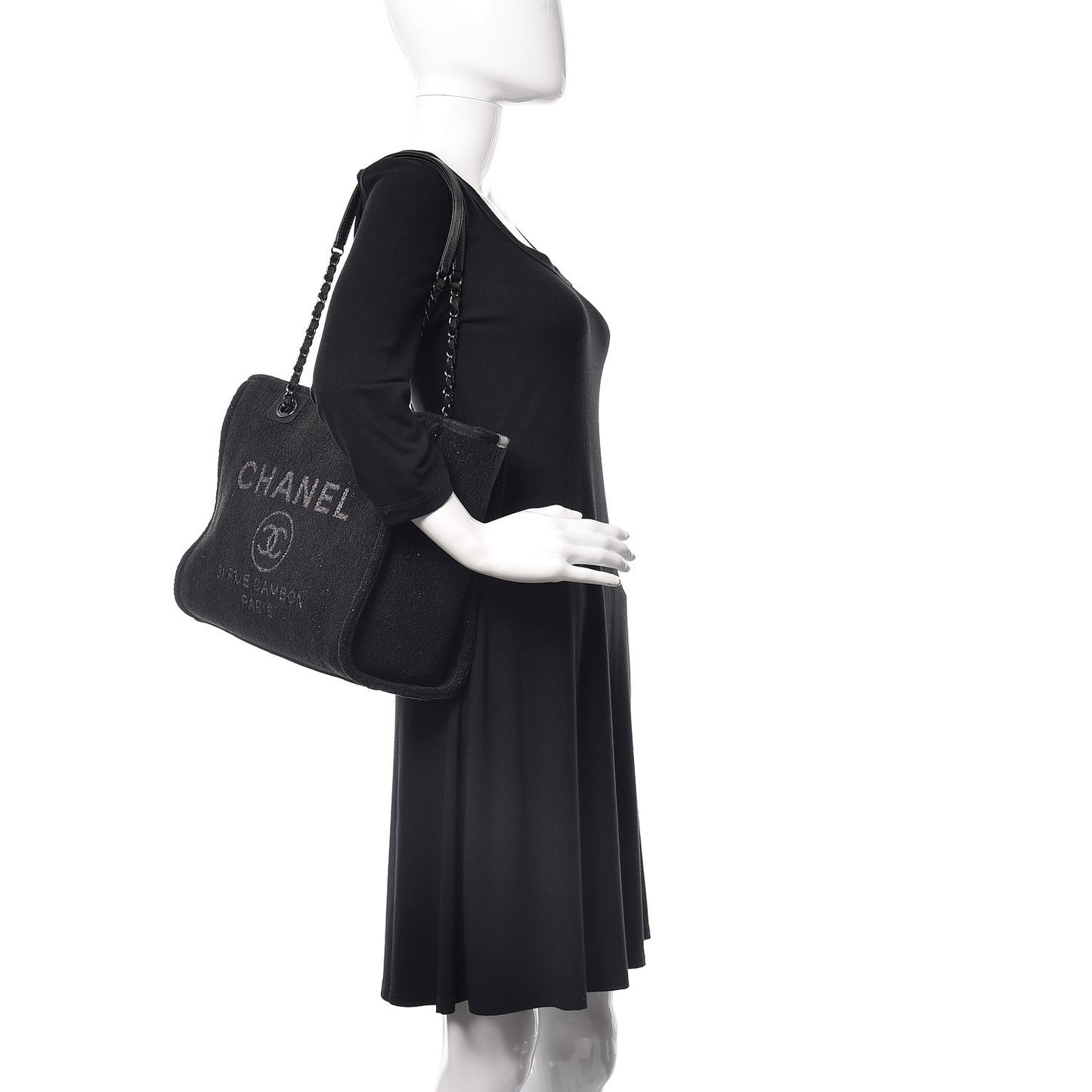 Lurex Boucle Small Deauville Tote Black