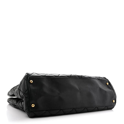 Chanel Calfskin Quilted Large Retro Chain Shopping Tote  Black 4 of 14