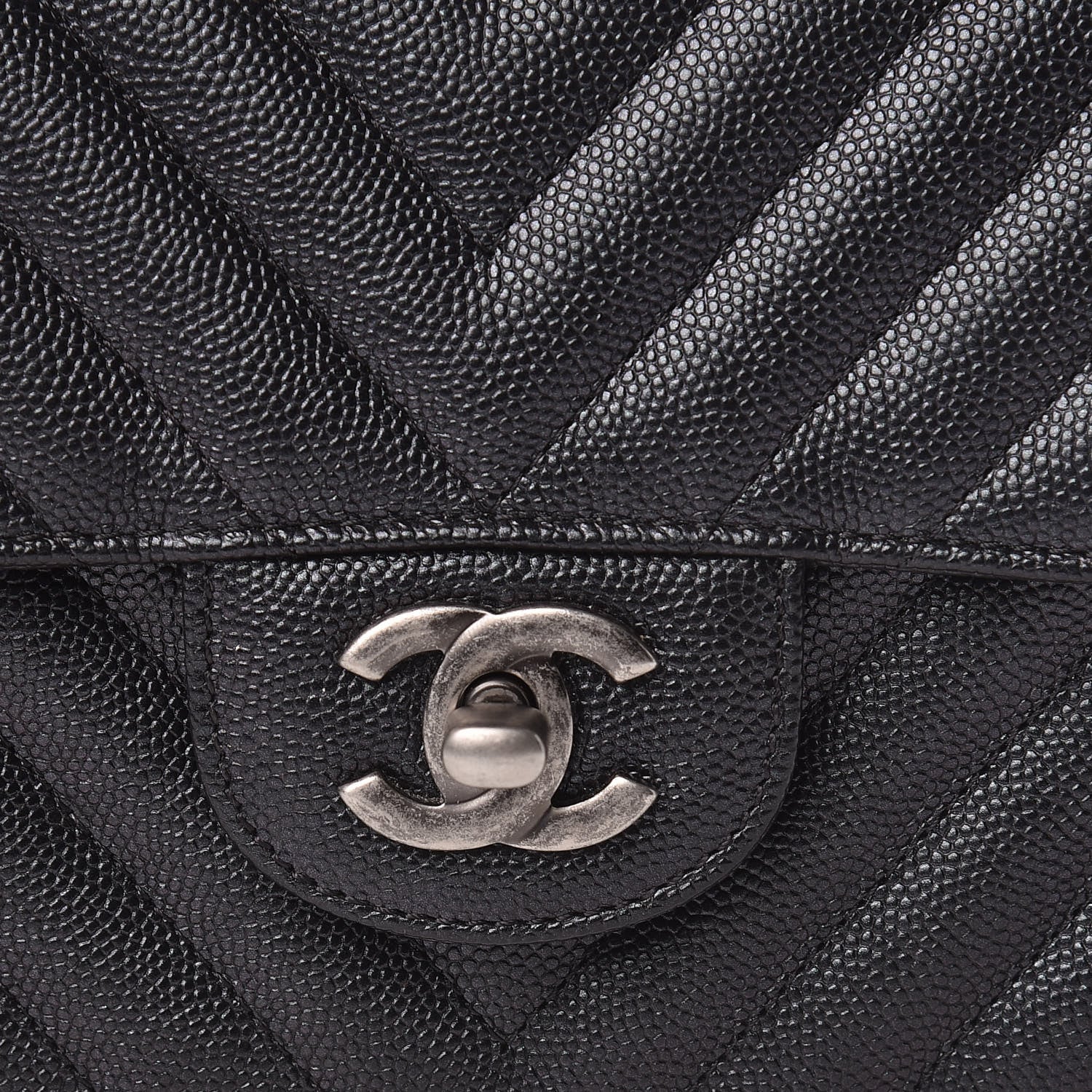 Chanel Iridescent Caviar Chevron Quilted Mini Rectangular Flap Black 10 of 10