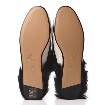 Gucci Malaga Kid Fur Zebra Inlay Womens Princetown Slippers 35.5 Mystic White Black 5 of 8