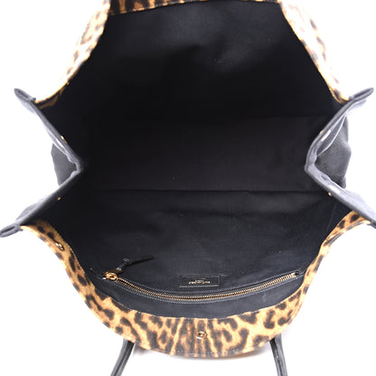 Saint Laurent Canvas Calfskin Leopard Print Rive Gauche Noe Tote Natural Black 4 of 9