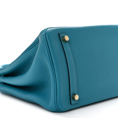 Hermes Taurillon Clemence Birkin 30 Turquoise 9 of 12
