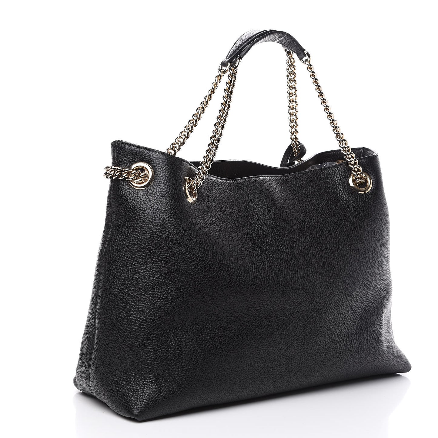 Pebbled Calfskin Medium Soho Chain Shoulder Bag Black