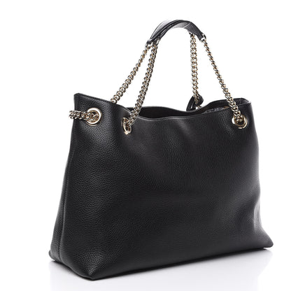 Gucci Pebbled Calfskin Medium Soho Chain Shoulder Bag Black 2 of 9