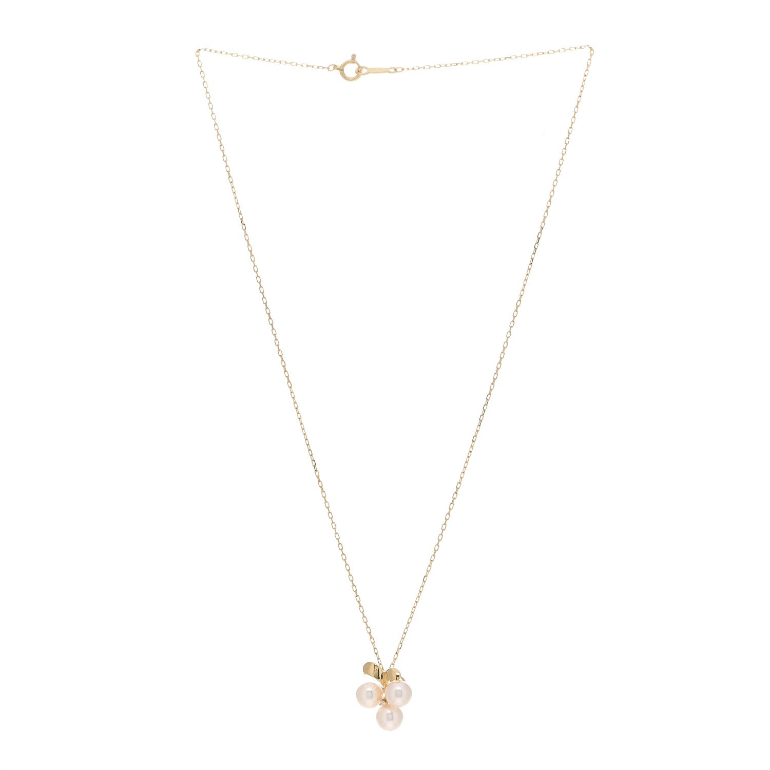 Mikimoto 18K Yellow Gold Diamond Akoya Pearl Vine Pendant Necklace 3 of 4