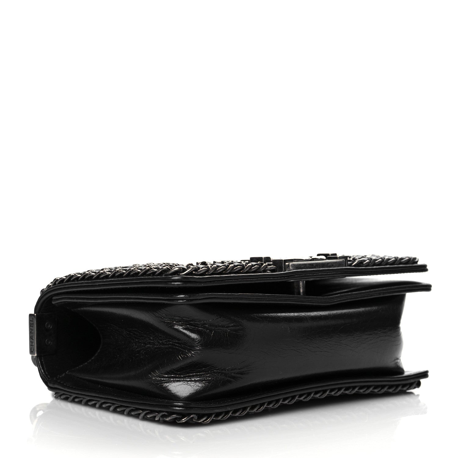 Chanel Glazed Calfskin Quilted Small Boy Chained Flap Black 3 of 10