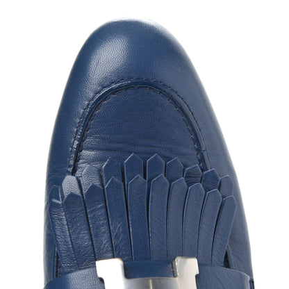Hermes Goatskin Rivoli Mules 36 Bleu Maritime 9 of 11