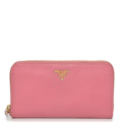 Prada Saffiano Metal Zip Around Wallet Geranio 1 of 11