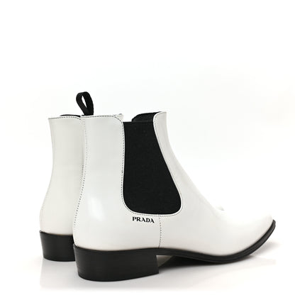 Prada Spazzolato Chelsea 30mm Ankle Boots 36 White 4 of 6