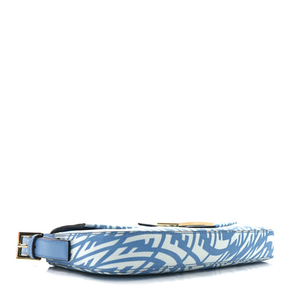 Fendi X SARAH COLEMAN Glazed Canvas Vitello King FF Vertigo Baguette 1997 Cyber Blue White 4 of 10