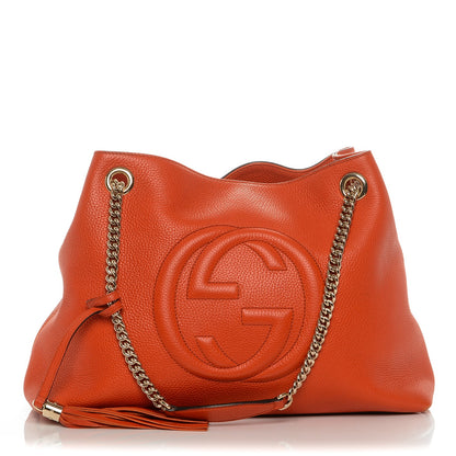 Gucci Pebbled Calfskin Medium Soho Chain Shoulder Bag Sun Orange 1 of 7