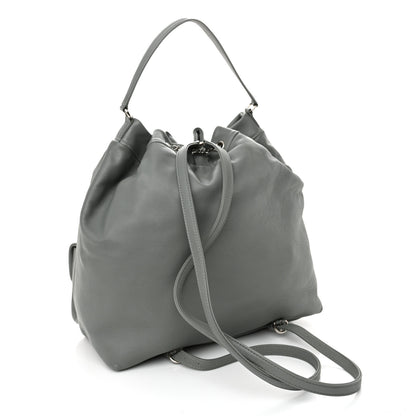 Chanel Lambskin Quilted Backpack Pocket Grey 3 of 10