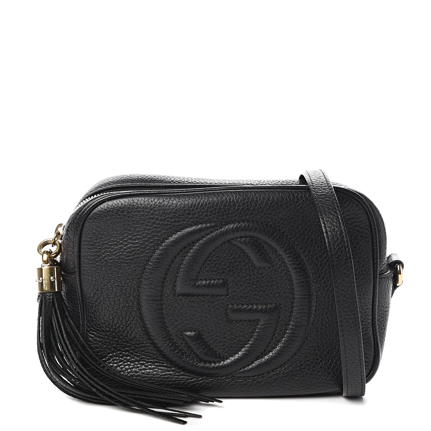 Pebbled Calfskin Small Soho Disco Bag Black