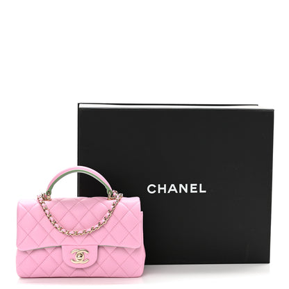 Chanel Lambskin Quilted Mini Top Handle Rectangular Flap Lilac Light Green 11 of 11
