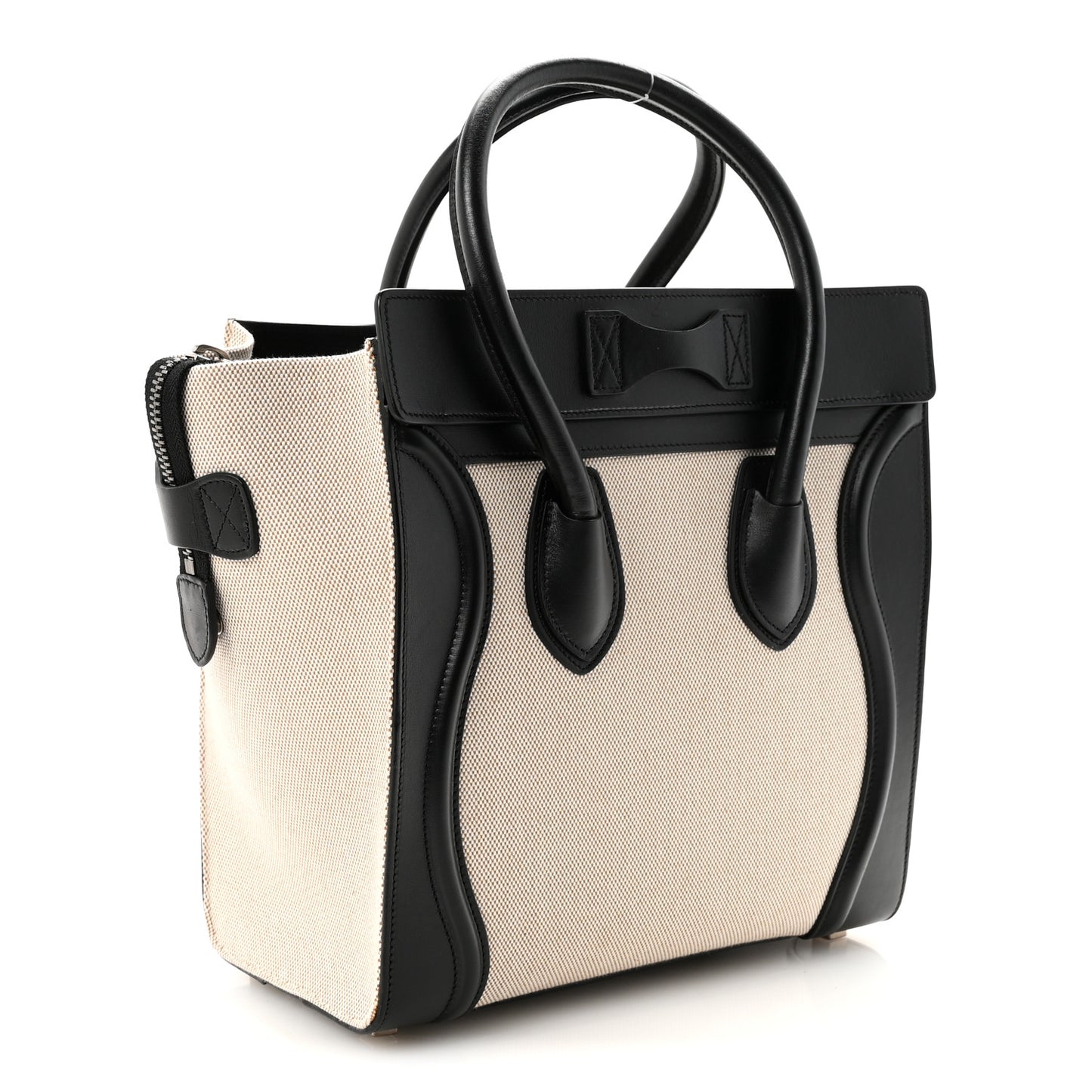 Textile Smooth Calfskin Micro Bi-Color Luggage Natural