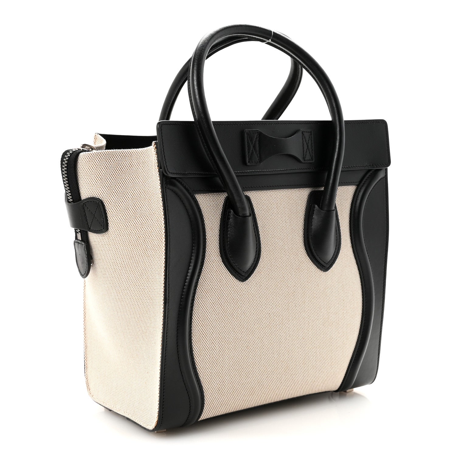Celine Textile Smooth Calfskin Micro Bi-Color Luggage Natural 3 of 9