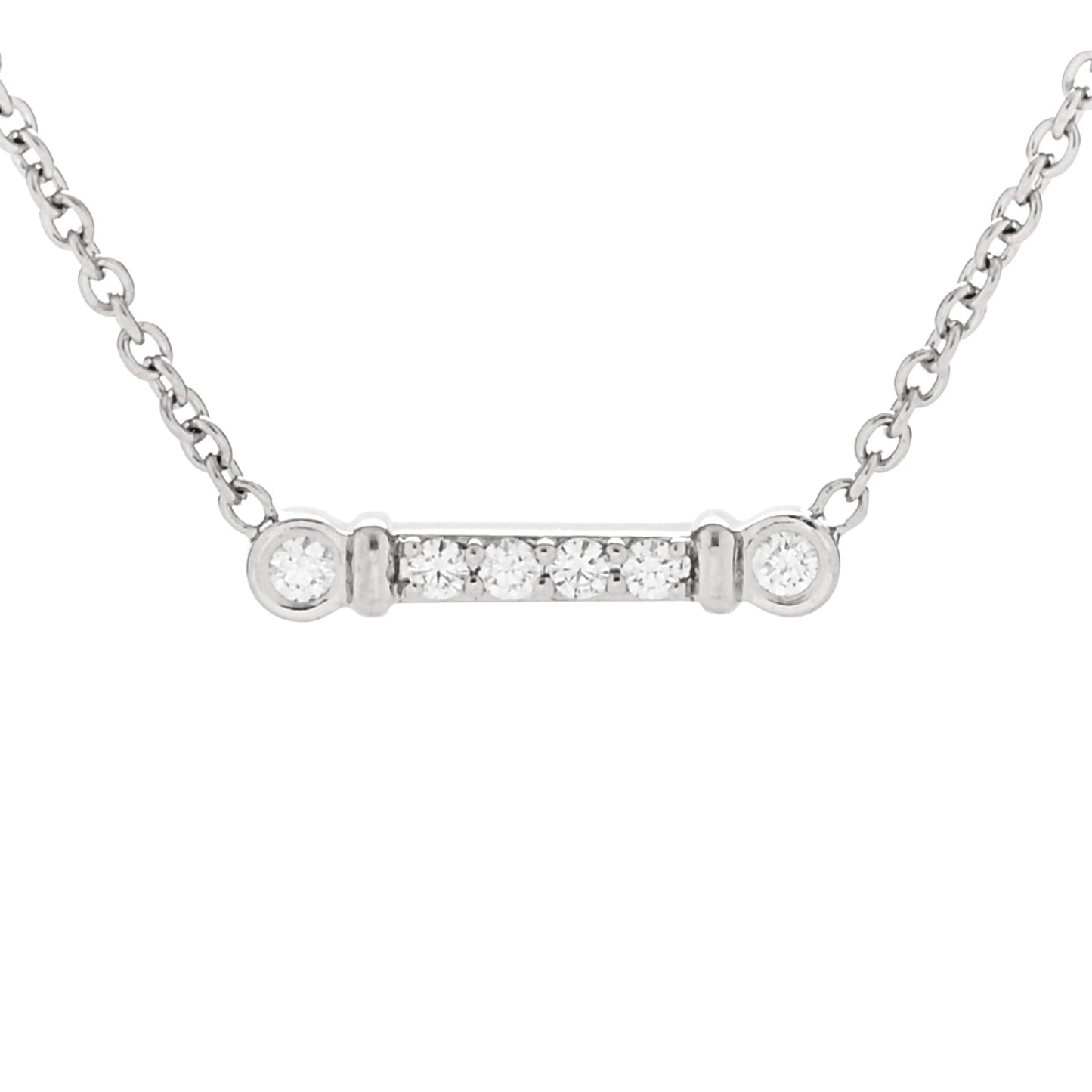 Platinum Diamond Fleur de Lis Key Bar Pendant Necklace