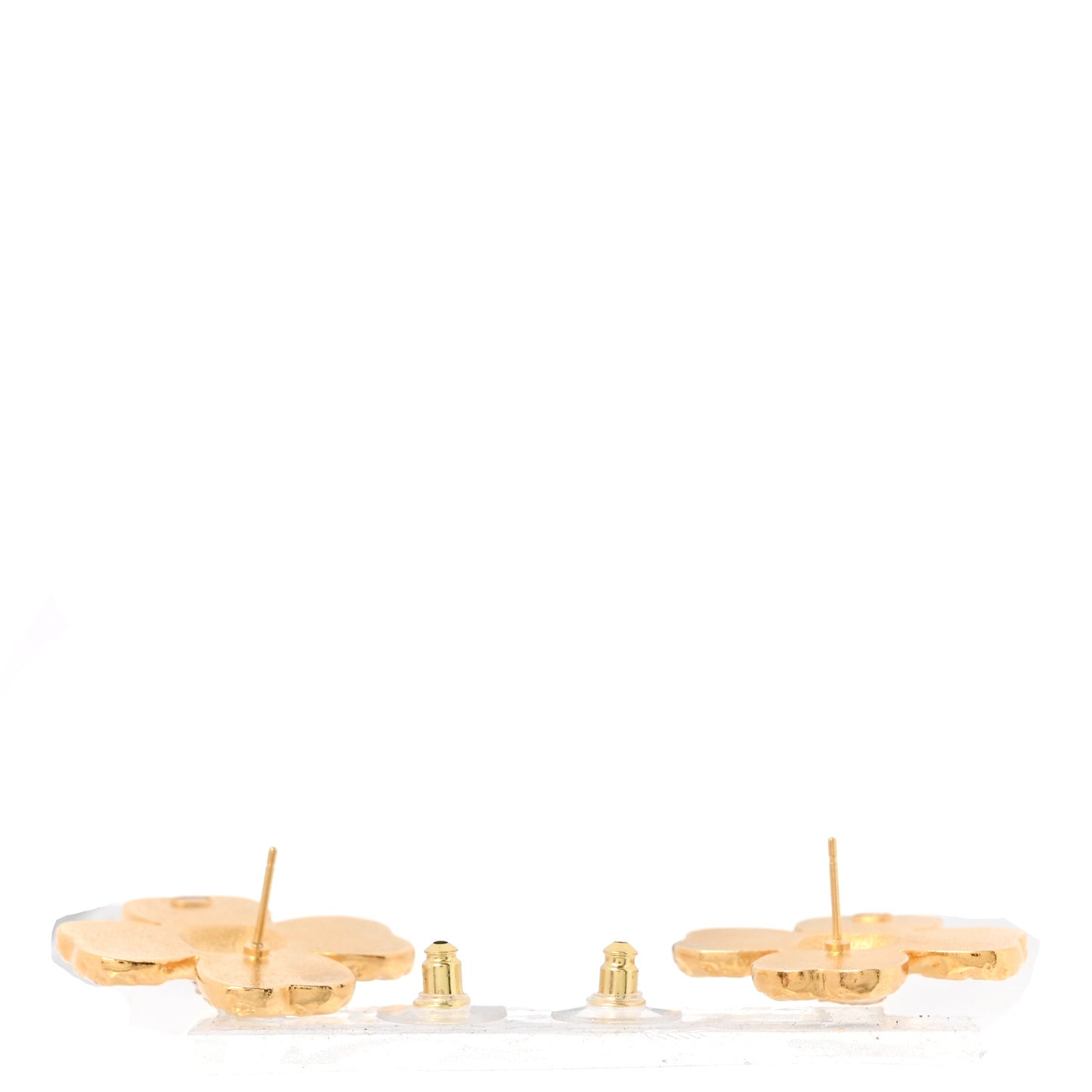 Resin Metal Glass CC Clover Earrings Gold Black White