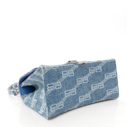 Balenciaga Denim BB Monogram Small Hourglass Top Handle Bag Blue 4 of 10