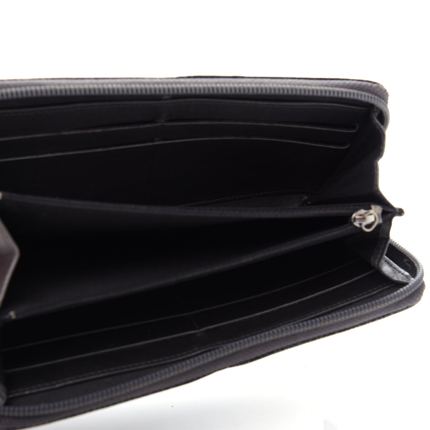 Metallic Calfskin Large Timeless CC Zip Around Wallet Argent Fonce