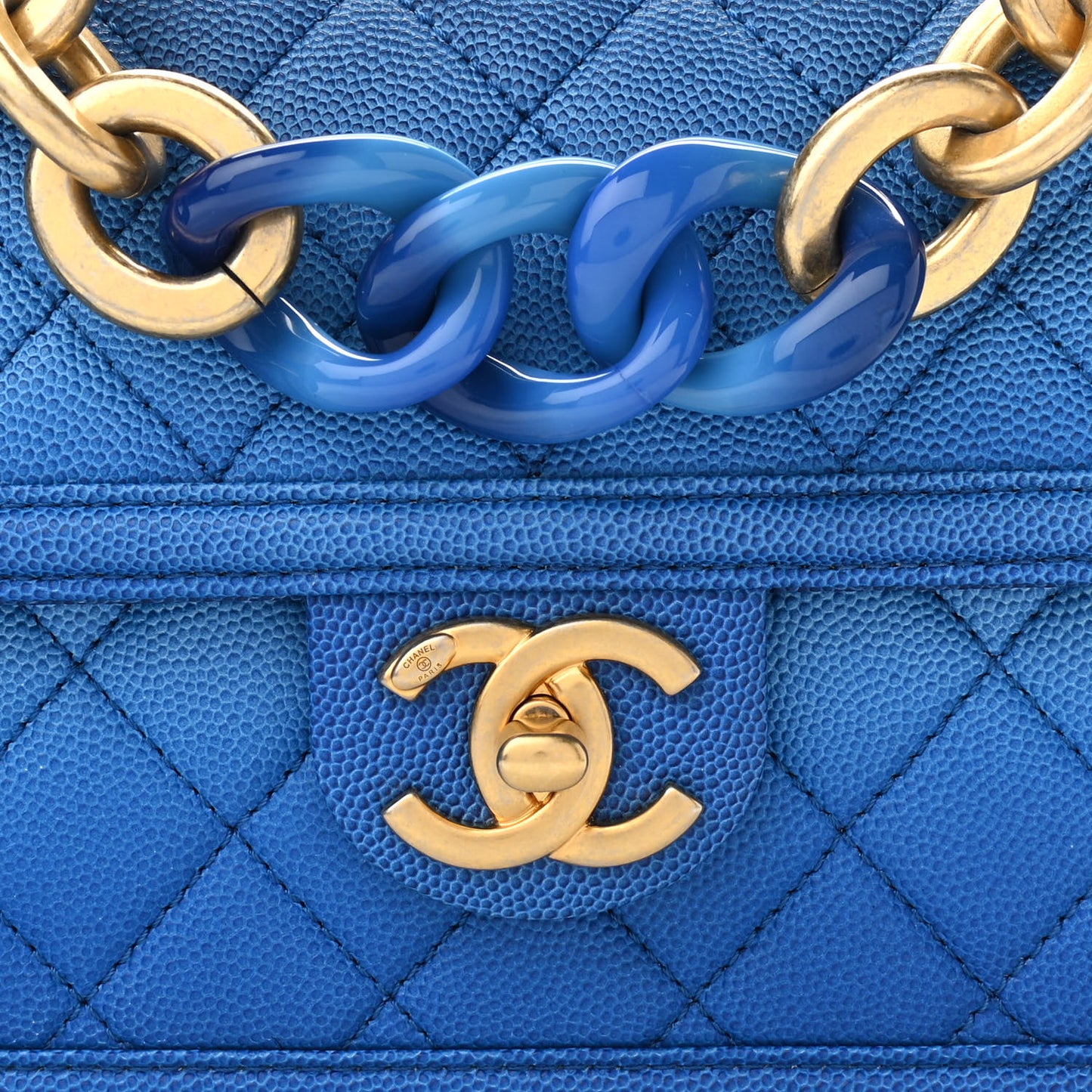 Caviar Quilted Small Sunset On The Sea Flap Blue