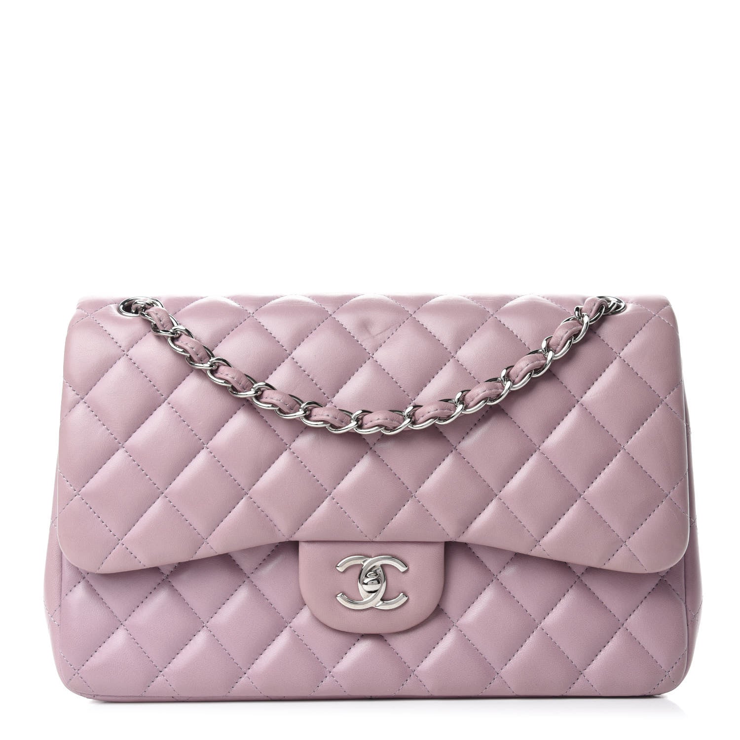 Chanel Lambskin Quilted Jumbo Double Flap Light Pink 1 of 15
