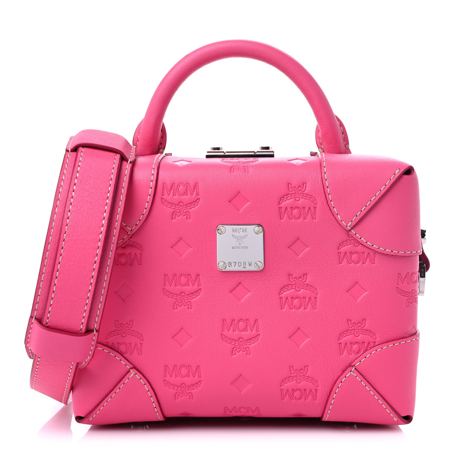MCM Calfskin Ottomar Monogram Small Berlin Crossbody Sugar Pink 1 of 10