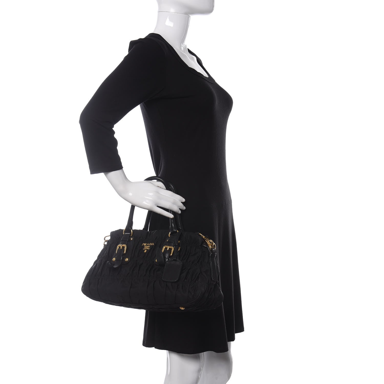 Prada Tessuto Nylon Gaufre Shopping Satchel Black 2 of 10