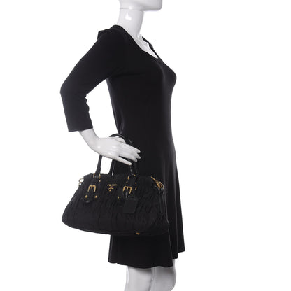 Prada Tessuto Nylon Gaufre Shopping Satchel Black 2 of 10