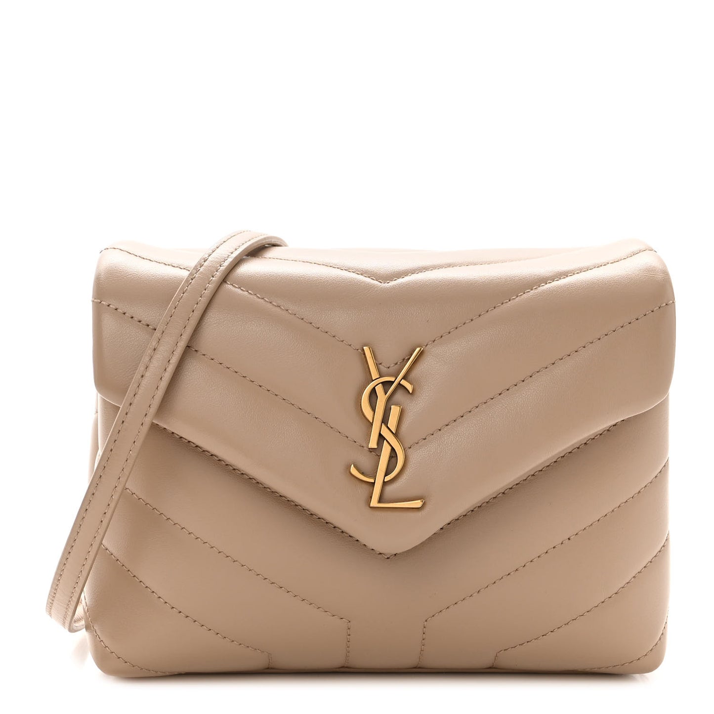 Calfskin Y Quilted Monogram Toy Loulou Crossbody Bag Dark Beige