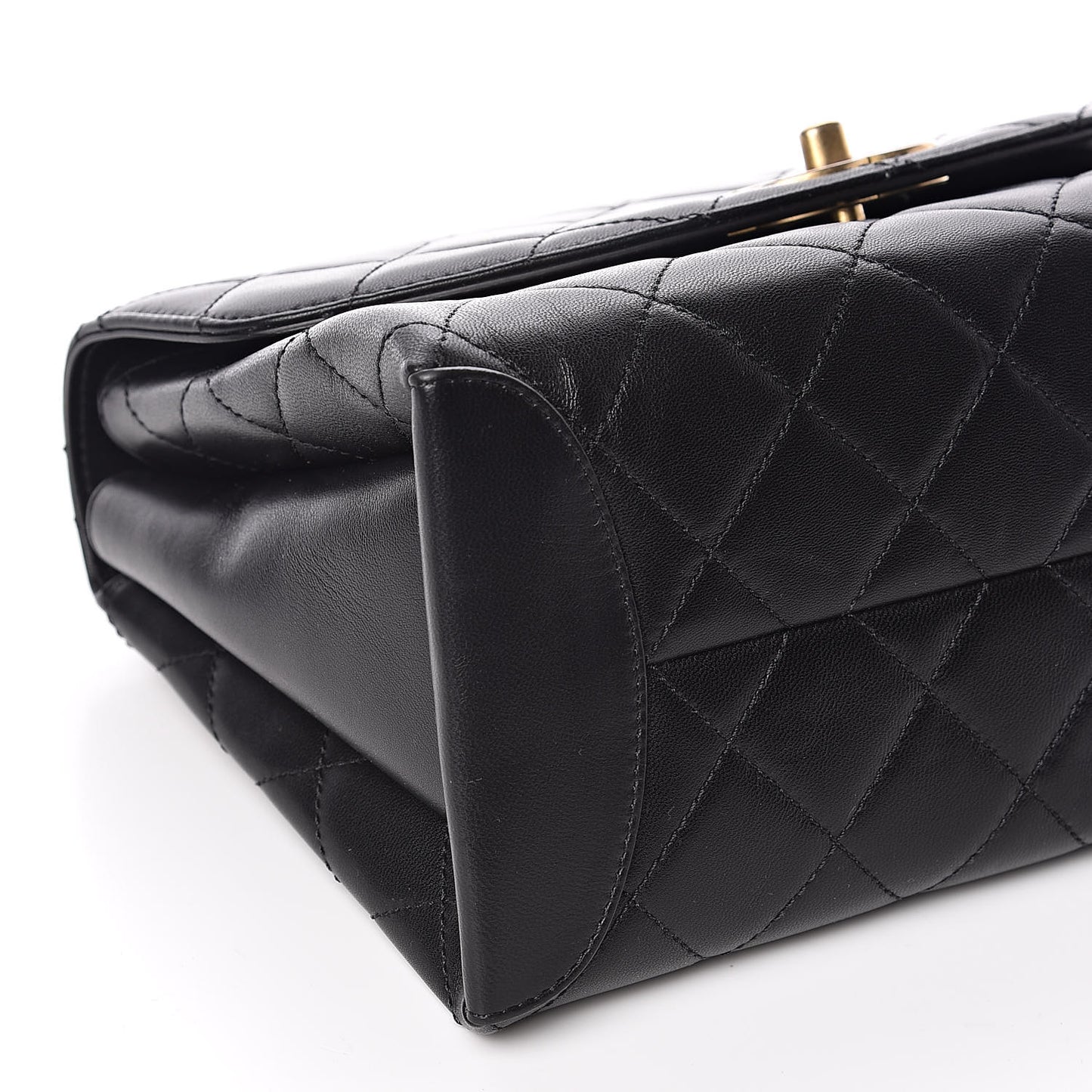 Lambskin Quilted Large Trendy Spirit Top Handle Bag Black