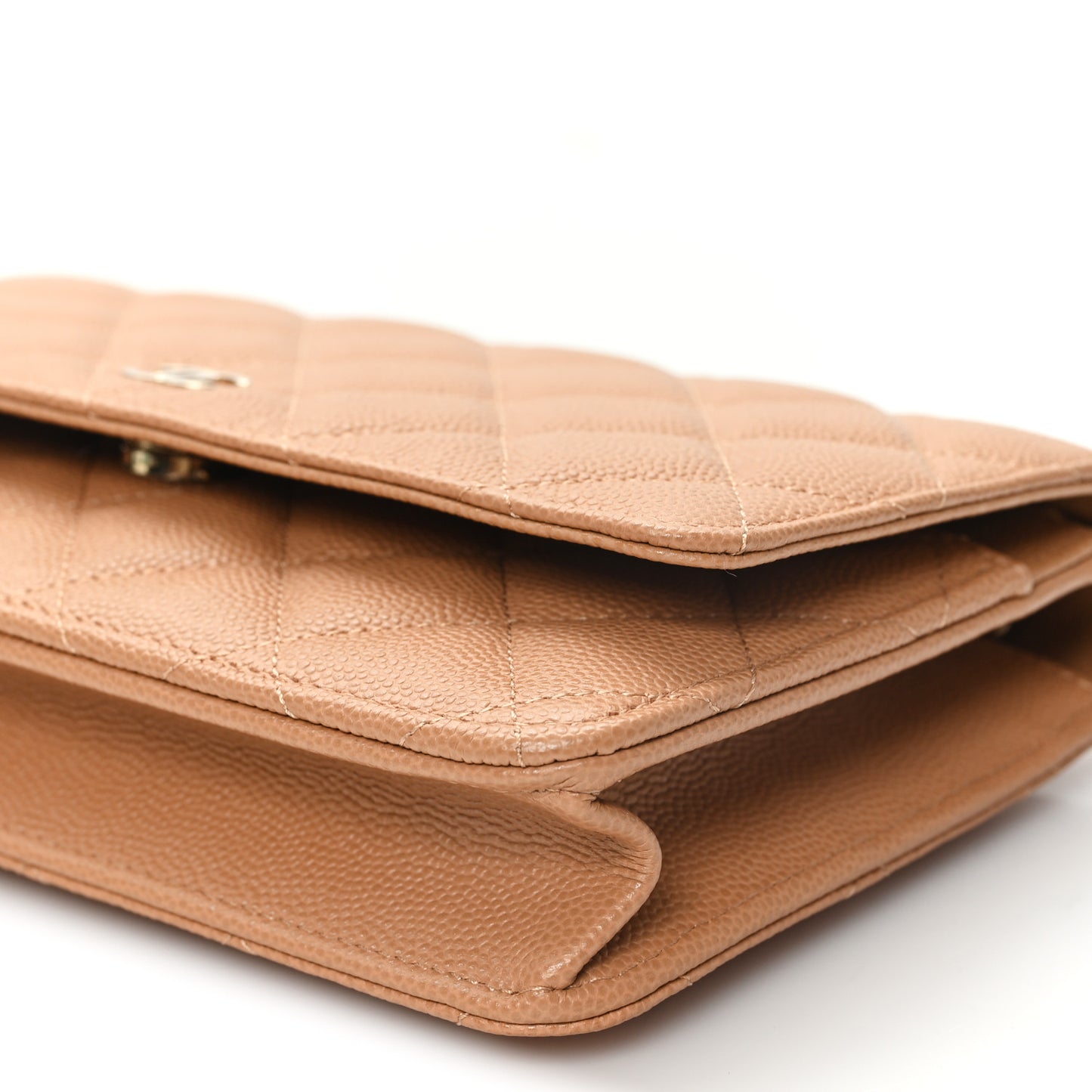 Caviar Quilted Wallet On Chain WOC Beige