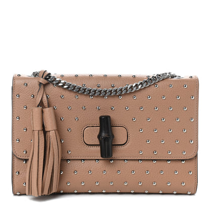 Gucci Calfskin Studded Medium Miss Bamboo Shoulder Bag Camelia 1 of 9