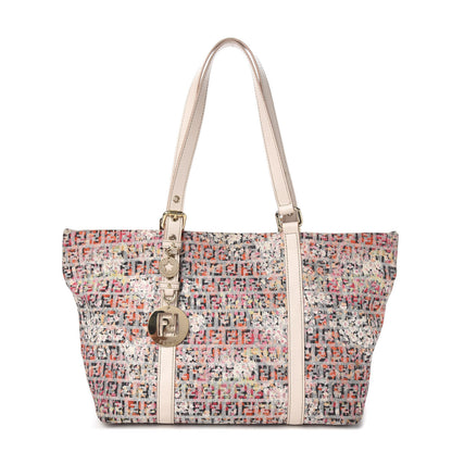 Fendi Zucchino Vitello Floral Forever Shopper Tote Rosa Papaya Rosa Confetto 1 of 9