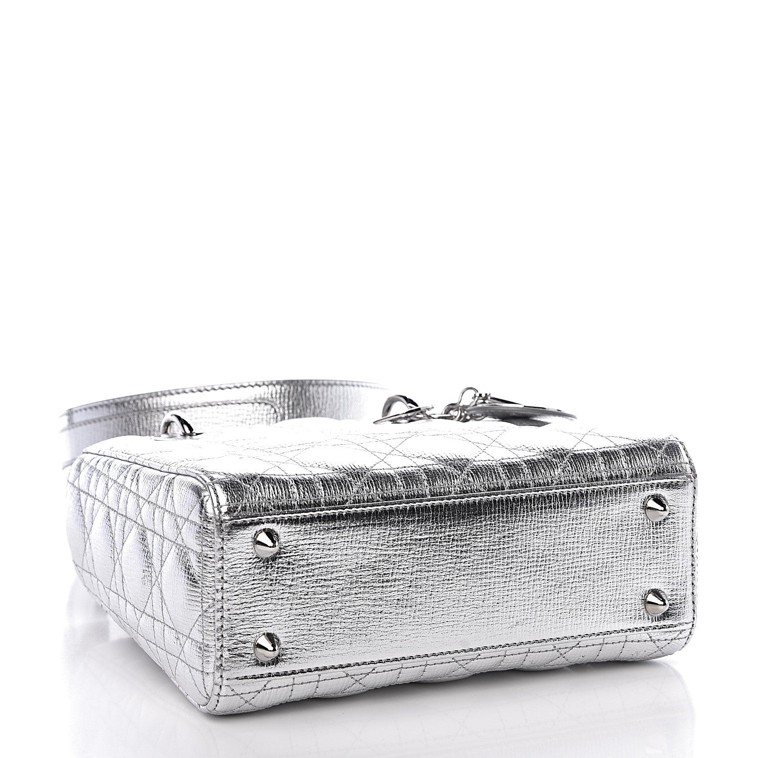 Christian Dior Metallic Grained Calfskin Cannage Small Lucky Badges My Lady Dior Silver 4 of 10