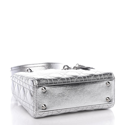 Christian Dior Metallic Grained Calfskin Cannage Small Lucky Badges My Lady Dior Silver 4 of 10