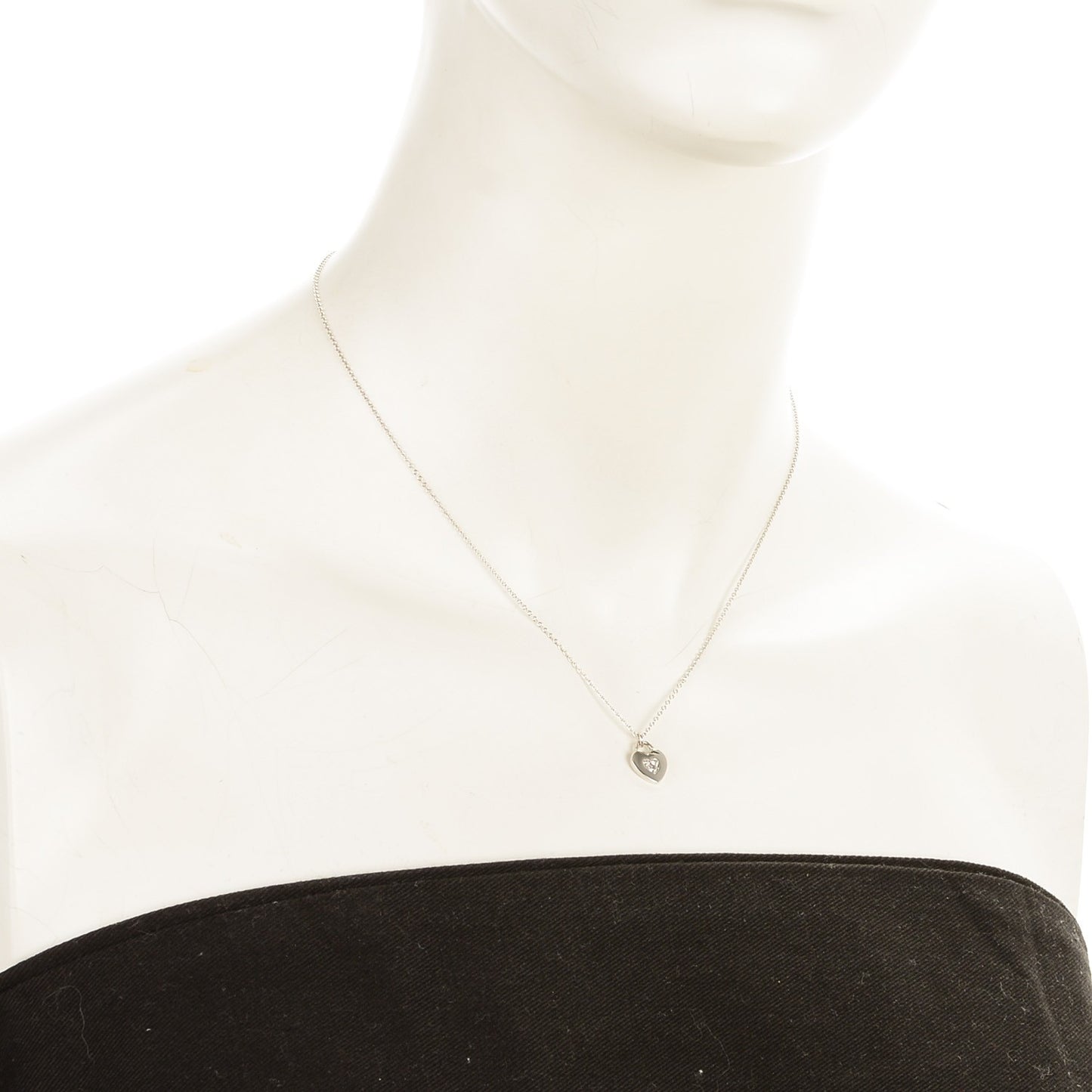 18K White Gold Diamond Mini Heart Lock Pendant Necklace