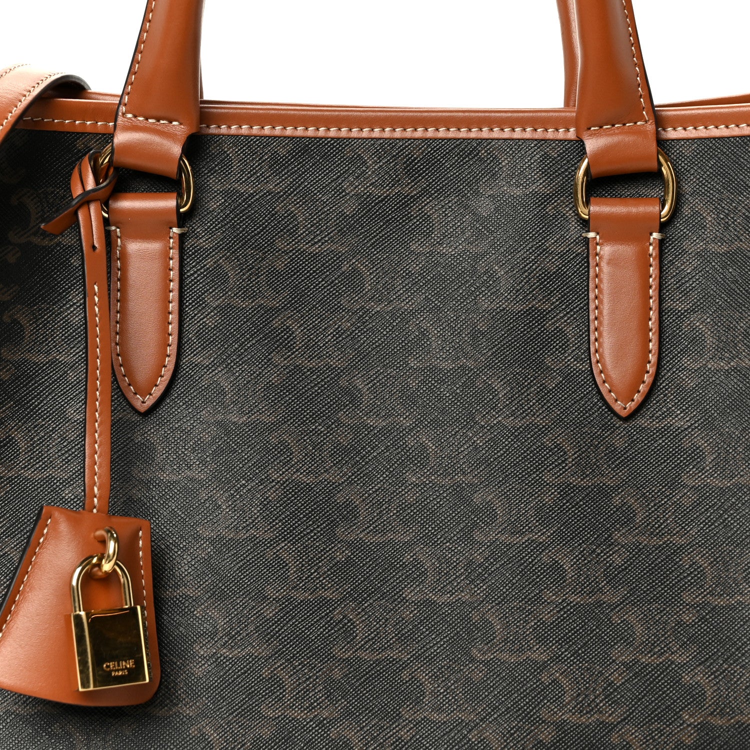 Celine Triomphe Canvas Calfskin Mini Horizontal Cabas Tan 7 of 9