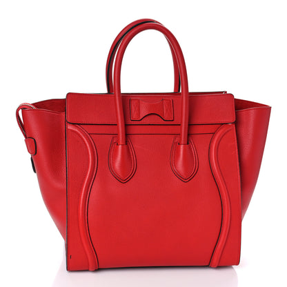 Celine Drummed Calfskin Mini Luggage Coquelicot 3 of 11