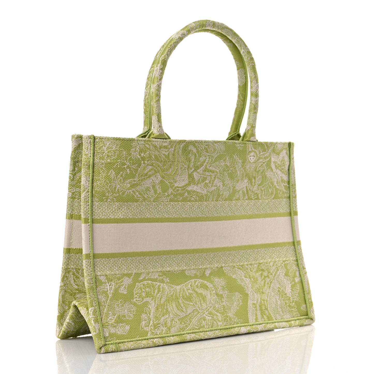 Canvas Embroidered Dioriviera Toile De Jouy Book Tote D-Lite Green