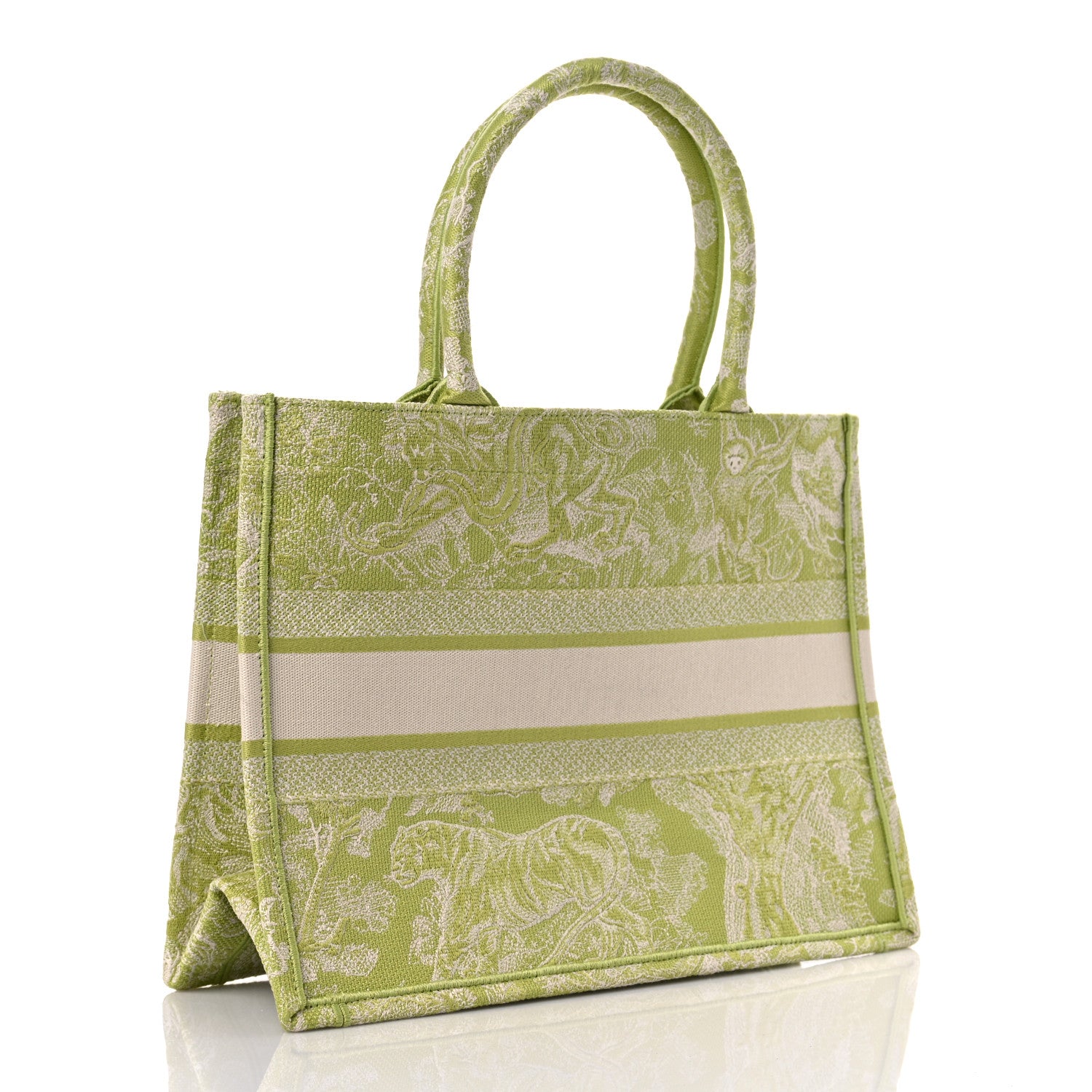 Christian Dior Canvas Embroidered Dioriviera Toile De Jouy Book Tote D-Lite Green 2 of 9
