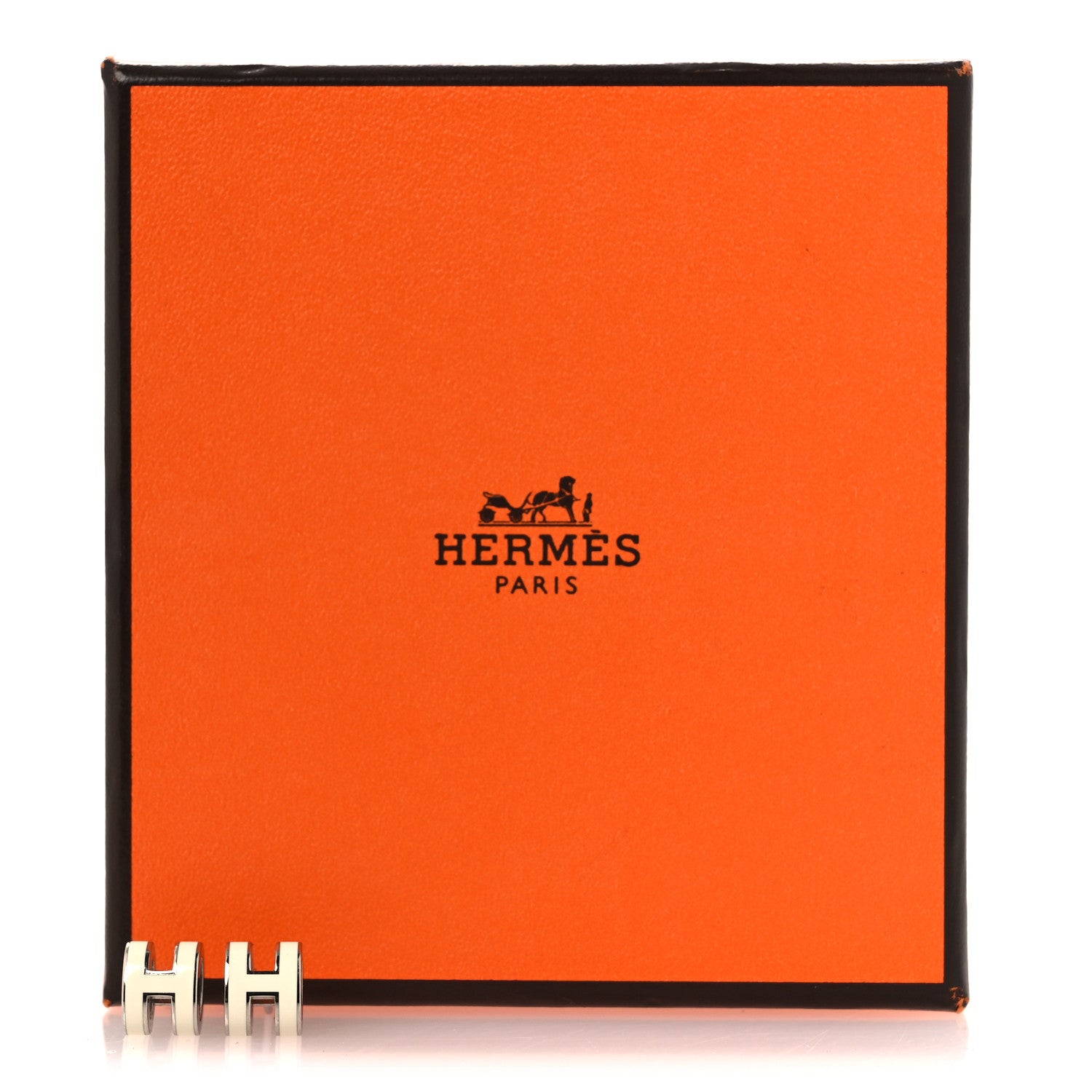 Hermes Palladium Lacquered Mini Pop H Earrings White 7 of 7