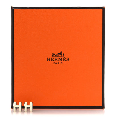 Hermes Palladium Lacquered Mini Pop H Earrings White 7 of 7