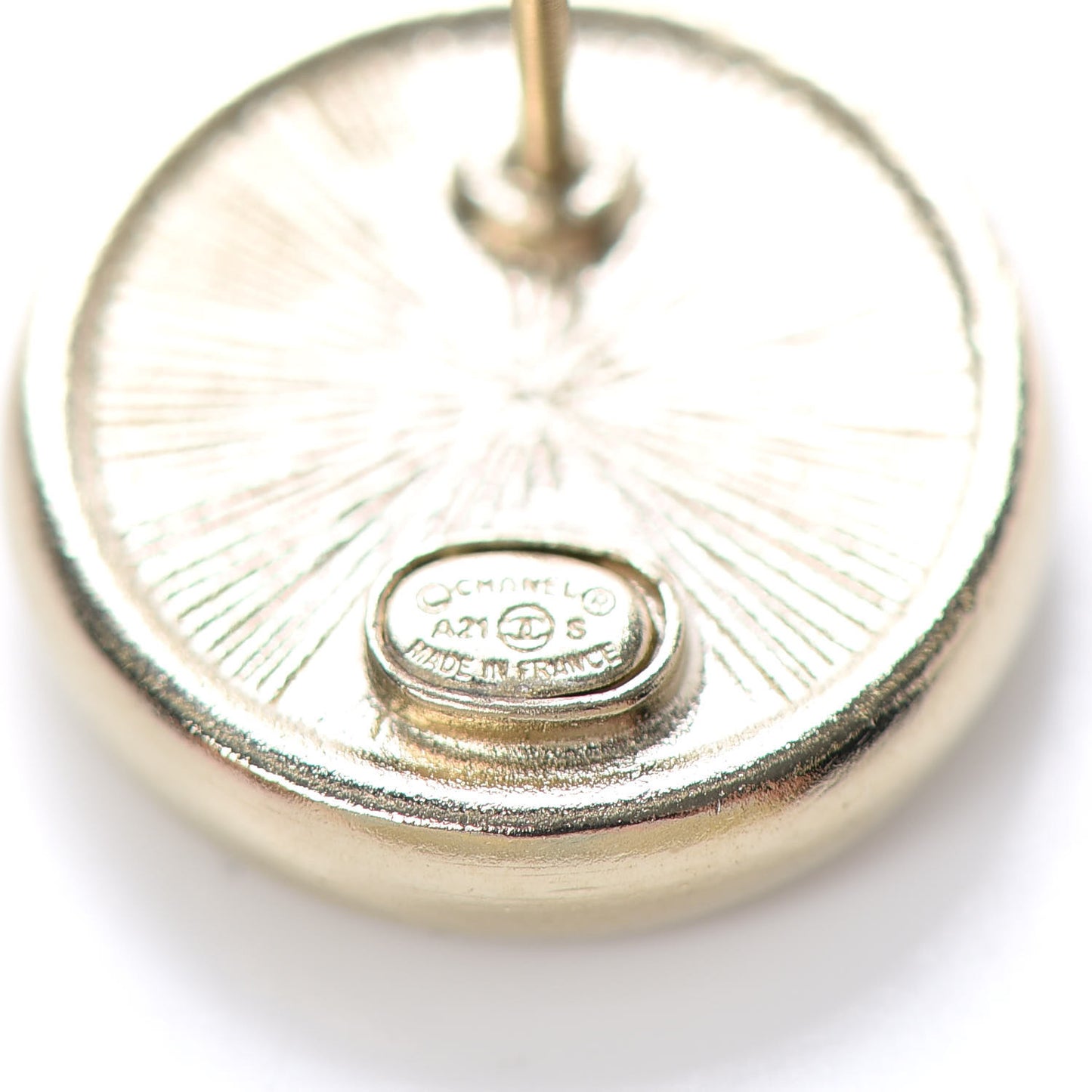 Crystal CC Round Earrings Gold