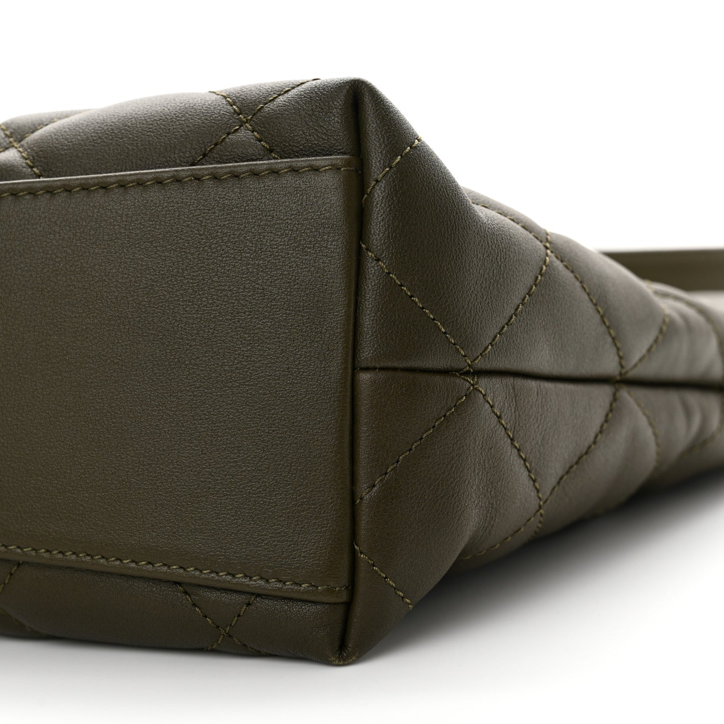 Calfskin Quilted Coco Mellow Hobo Khaki