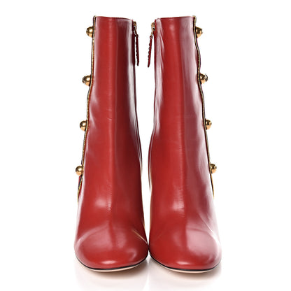 Gucci Malaga Kid Web Carly Mid Calf Boots 42 Hibiscus Red Oro Blue 2 of 9