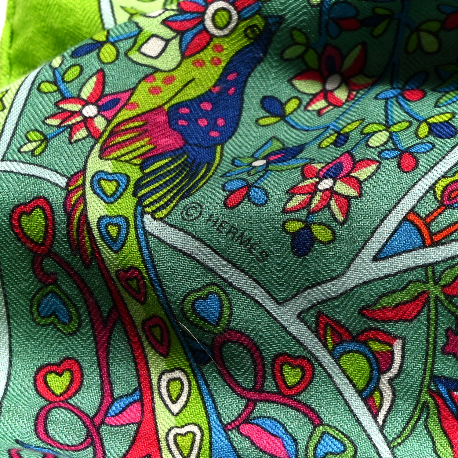 Hermes Cashmere Silk Au Pays Des Oiseaux Fleurs Shawl 140 4 of 7