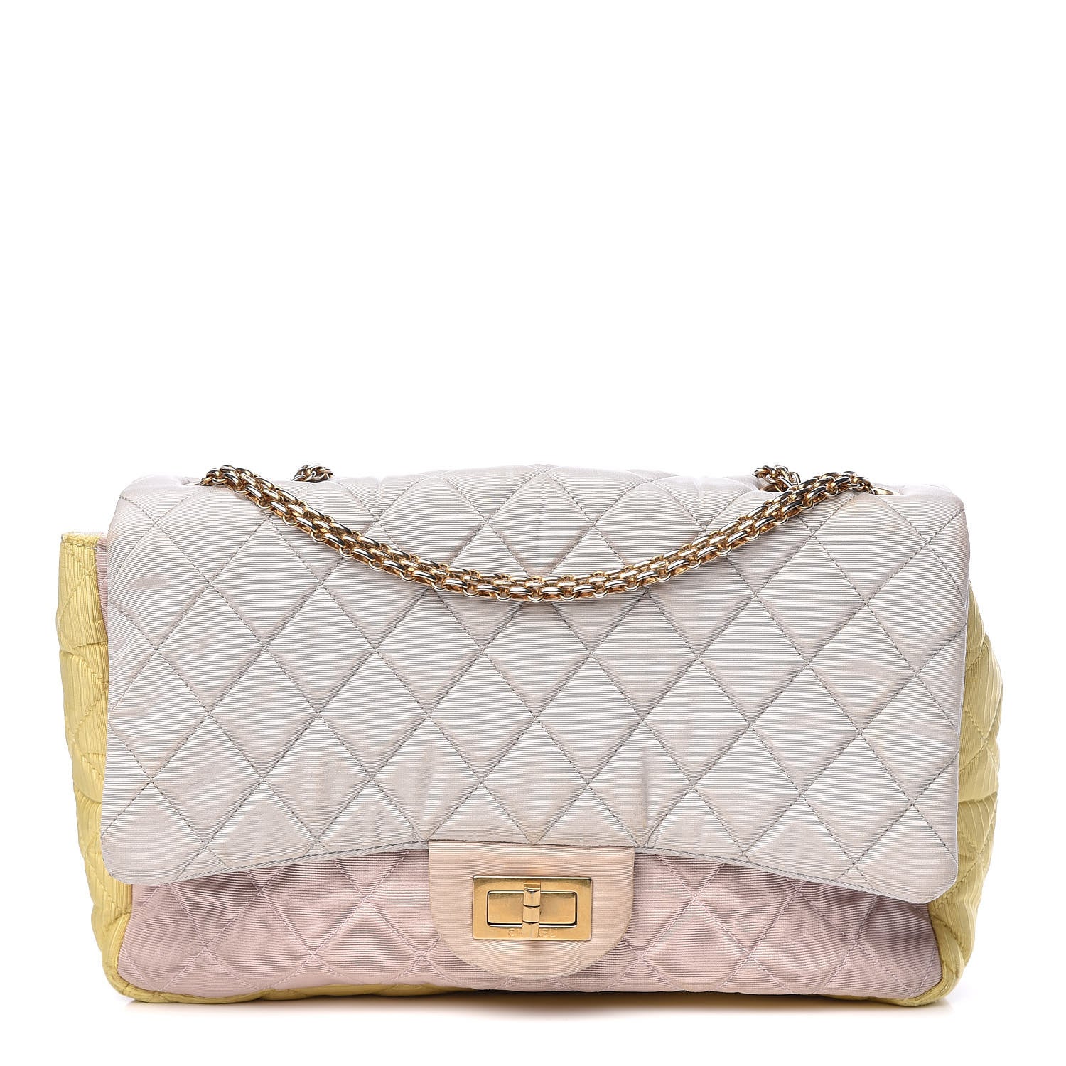 Chanel Grosgrain Satin Tri-Color 2.55 Reissue Flap Grey Pink Gold 1 of 19