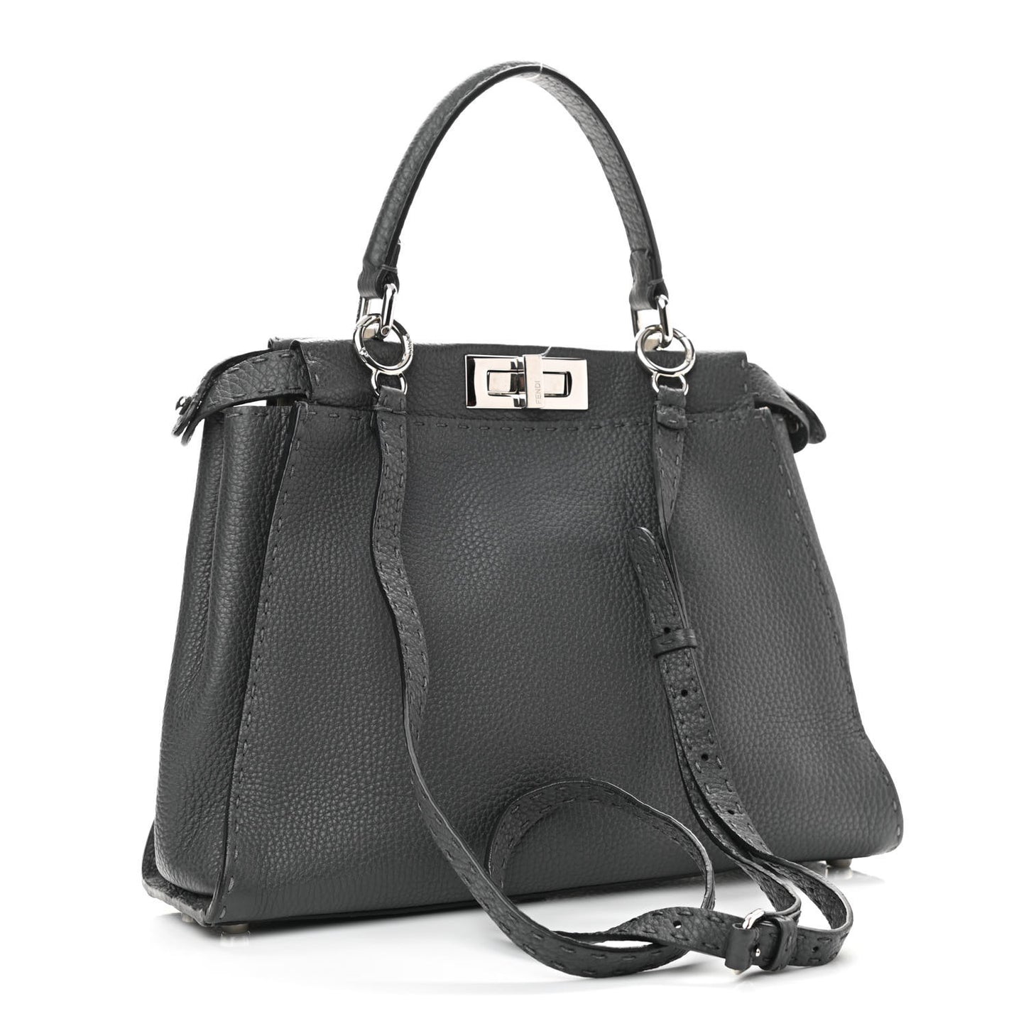 Cuoio Romano Selleria Bi-Color Medium Peekaboo Iconic Satchel Asfalto Latte